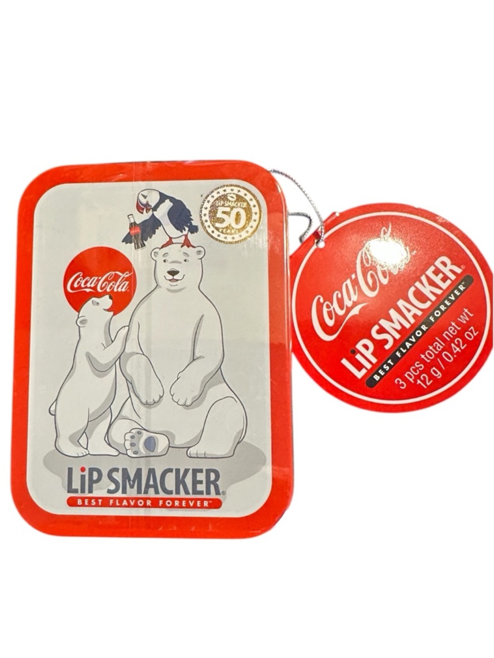 Lip Smacker x Coca-Cola Polar Bear 3-Piece Lip Balm Tin - Picture 2 of 3